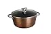 WECOOK! Professional Cazuela Alta Inducción con Tapa de Cristal 28 cm, Antiadherente Ecológico sin PFOA, Aluminio Forjado, Color Cobre, 2,8 mm Espesor, Asas de Acero Inoxidable, Vitrocerámica, Gas