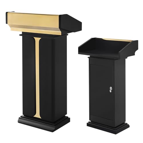 Podio stabile in ferro con deposito antifurto nero reception deflettore solido rialzato per eventi parlare in pubblico uso professionale