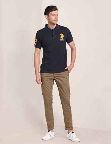 U.S. Polo ASSN. Men Cotton Solid Regular Fit Polo Shirt