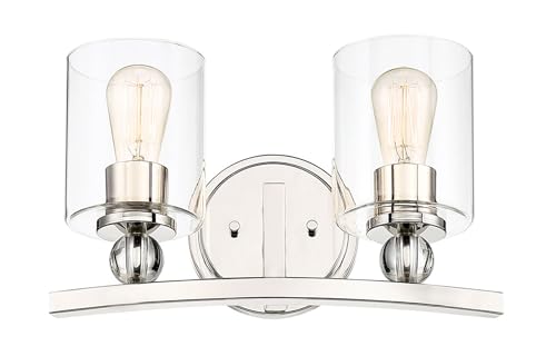 Image of Minka Lavery 3072-613 Studio 5 Vanity Bath Light, 2-Light, 120 Total Watts, 15.5-in H x 9-in W, Polished Nickel