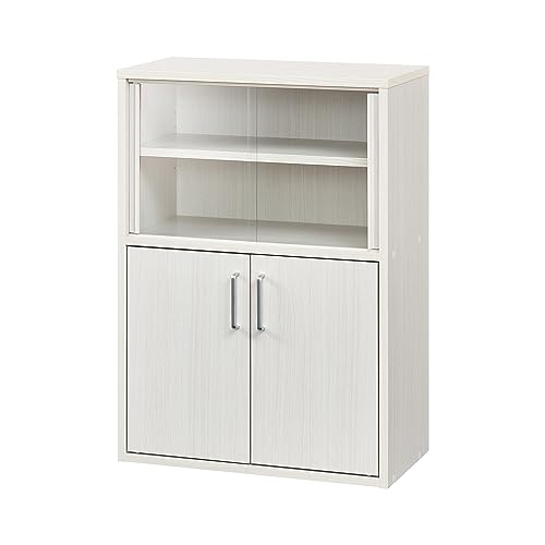 食器棚　カップボード　おしゃれ　ホワイト　木目調 Amazon｜カントリー 食器棚 幅90cm カップボード パイン無垢材