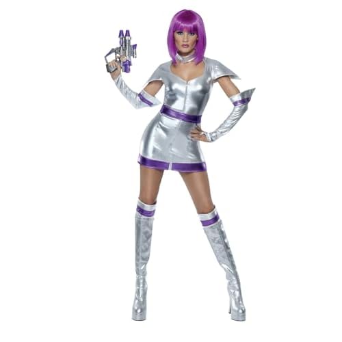Smiffys Disfraz Fever de cadete del espacio, con vestido, cinturón, muñequeras y cubrebotas