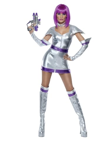 Smiffys Disfraz Fever de cadete del espacio, con vestido, cinturón, muñequeras y cubrebotas Halloween
