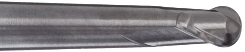 YG-1 EM084 Carbide Ball Nose End Mill, Long Reach, TIALN Multilayer Finish, 30 Deg Helix, 2 Flutes, 6.25