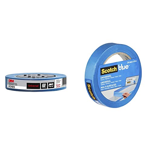 Ruban adhésif de masquage Scotch Super, bleu & ScotchBlue Ruban de Masquage de Peinture Multi-Surfaces, 24 mm x 41 m, Scotch Ruban Adhésif Polyvalent pour Travaux de Peinture et Décoration Cover