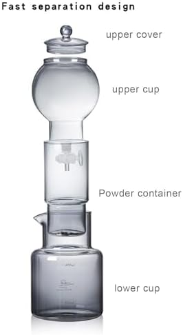 Cold Brew Drip Tower with Adjustable Water Flow,Premium Cold Brew Drip Tower - Iced Coffee Maker with Detachable Glass & Stainless Steel Filter, 600ML Cold Brew Coffee Maker for Home & Offic