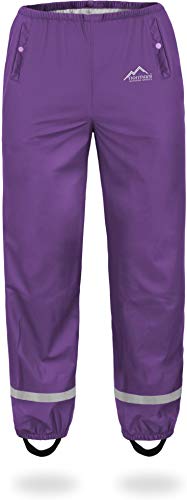 normani Kinder-Regenhose 2-Wege-Stretch Überziehhose Unisex für Jungen und Mädchen ungefüttert - Wasserdicht (Wassersäule: 5000 mm, Winddicht und Atmungsaktiv Violett 170-176