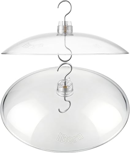 iBorn Baffles for Bird Feeders, 13” Bird Feeder Cover for Rain Guard, Birds Feeders Rain Guard, Full Protection for Feeders for Outdoors, Chew-Proof Polycarbonate, Pack of 2, Transparent