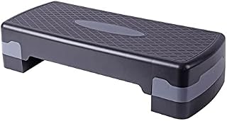TJC Aerobic Exercise Step Platform Training Fitness Workout Step with 3 Levels - Black and Grey,