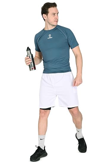 Image of boffi ... N S Poly 2 in 1 Active Dual Shorts with Inner Tights Layer | Men's Double Layer Short for Running, Gym & Sports