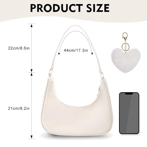 GIDWRIY Kleine Schultertasche Damen Beige, Tasche Aesthetic Y2k Handtasche Teenager Mädchen, Umhängetasche Vintage 90s, Small Shoulder Bag Women, Handbag, Achsel Tasche Frauen, Tasche Tote Bag
