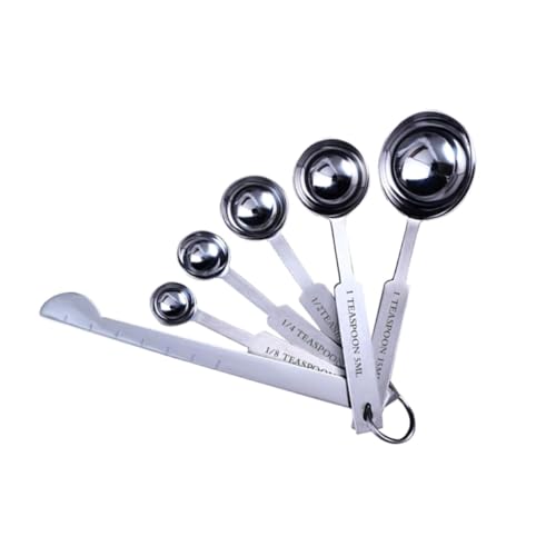 Garneck 6個 ステンレス製シリコンハンドル計量スプーン点 キッチン調理用グラム目盛り付き 耐久性に優れ収納リング付きコーヒー 調味料用
