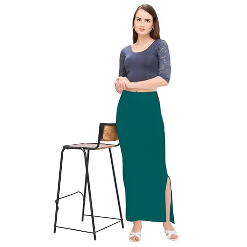Image of DESI GIRL Cotton Lycra Stretchable Saree Shapewear Petticoat with Drawstring for Women | Fishcut Saree Petticoat with Side Slit for Easy Movement | Saree Shaper | Long inskirt