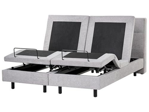 Beliani Cama articulada eléctrica Moderna Mando a Distancia Ajustable tapicería de Tela Gris Claro 160 x 200 cm Viceroy