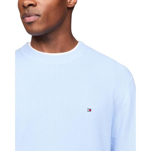 Image of Tommy Hilfiger Men's Waffle Knit Crewneck Sweater Lightweight Pullover, Also Available in Big & Tall