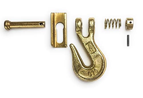 Grade 70 Pin Lock Clevis Grab Hook With Latch, For Tow Winch Trailer, Logging, Yellow Zinc Chromate Finish (5/16-2Pcs) #TOP2