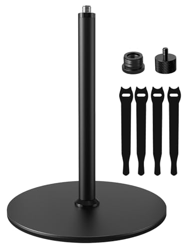 Etour Support de microphone de bureau avec base lestée et large compatibilité, support de micro de table avec adaptateurs de 5/8 à 3/8 et 5/8 à 1/4, idéal pour support de micro, baladodiffusion