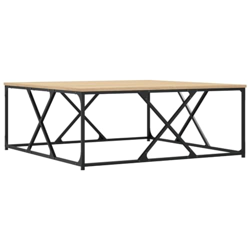 Table basse chêne Sonoma 100x100 cm plateau robuste design stable salon