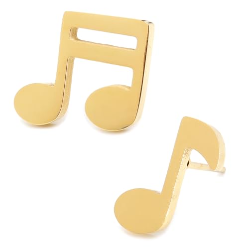 Steelmeup Stainless Steel Music Notes Quaver Post Stud Earrings Silver Gold Black Color