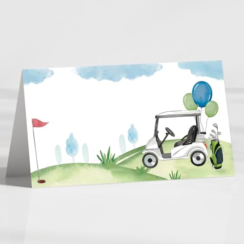 120 Pack Golf Party Place Cards, 3.5' X 2' Foldable Table Tent Name Cards, Food Labels For Golf Baby Shower Birthday Party Reception Tables Placement