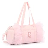 mibasies Dance Bag for Girls 4-6: Ballet Bags for Girls 4-6 - Kids Duffle Bag - Personalized Letter Girls Gifts Pink C