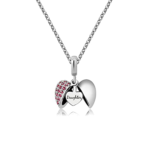 Image of KunBead Jewelry 18 inch Daughter I Love You Open Heart Charm Pendant Necklace from Mum Dad Father Jewellery