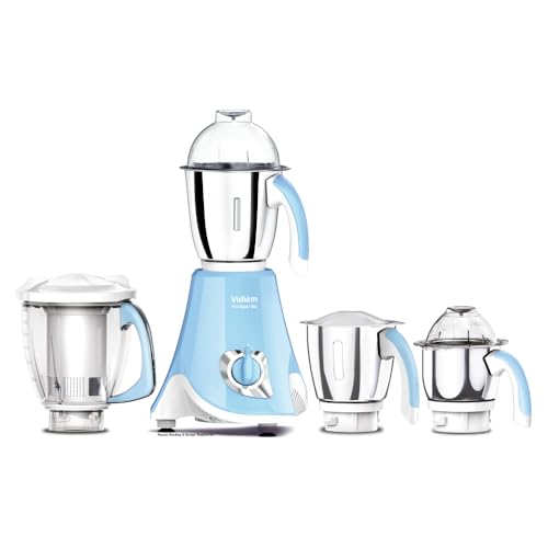 Image of Vidiem Eva Super Blu 750W Mixer Grinder with 4 Jars | 4 Jar in- 1 Juicer | 750W mixer Grinder | 2 Years Product Warranty & 5 Years Motor Warranty | Blue & White |