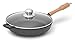 HANDIYA Wok 28 cm ghisa in Ferro Manico in Legno friggere Padella Padella frittura addensata antigelo Antiaderente panoramica in induzione panoramica