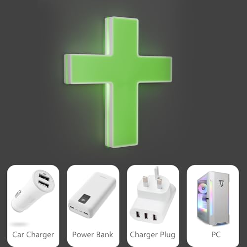 Image of Anrookie 3D LED Neon Cross Sign, USB-Powered Custom Neon Light with 5-Level Dimmer, 5 Color Options, Decorative Wall Art for Home, Bedroom, Church, Party, and Gifts (9x8 in) (Emerald Green)