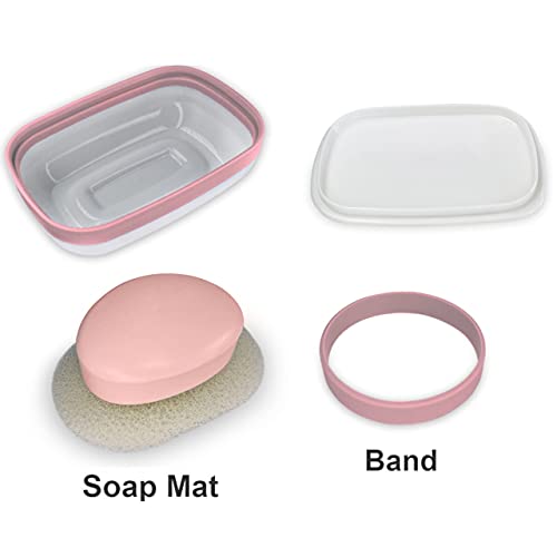 Kiasona 2Pack Travel Soap Holders, Soap Bar Box Dish Container Case ,With Sponge Saver& Band ,For Travel (Blue & Pink) #TOP1