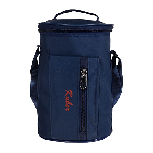 Image of Kuber Industries Lunch Bag | Canvas Waterproof Tiffin Bag for Office | Adjustable Shoulder Strap with One Small Zipper Pocket | Blue