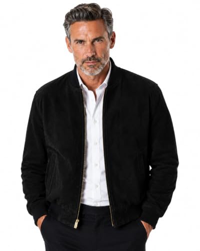 Image of REED EST. 1950 Men's Luxury Suede Leather Baseball Jacket - Premium Soft Suede with Smooth Interior Lining