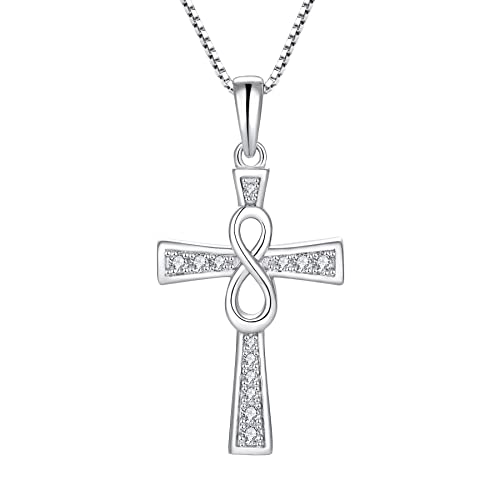 Starnny Collar Mujer Plata de ley 925 Colgante Jesús Crucifijo Cruzar con Circonita cúbica 3A para Mujer
