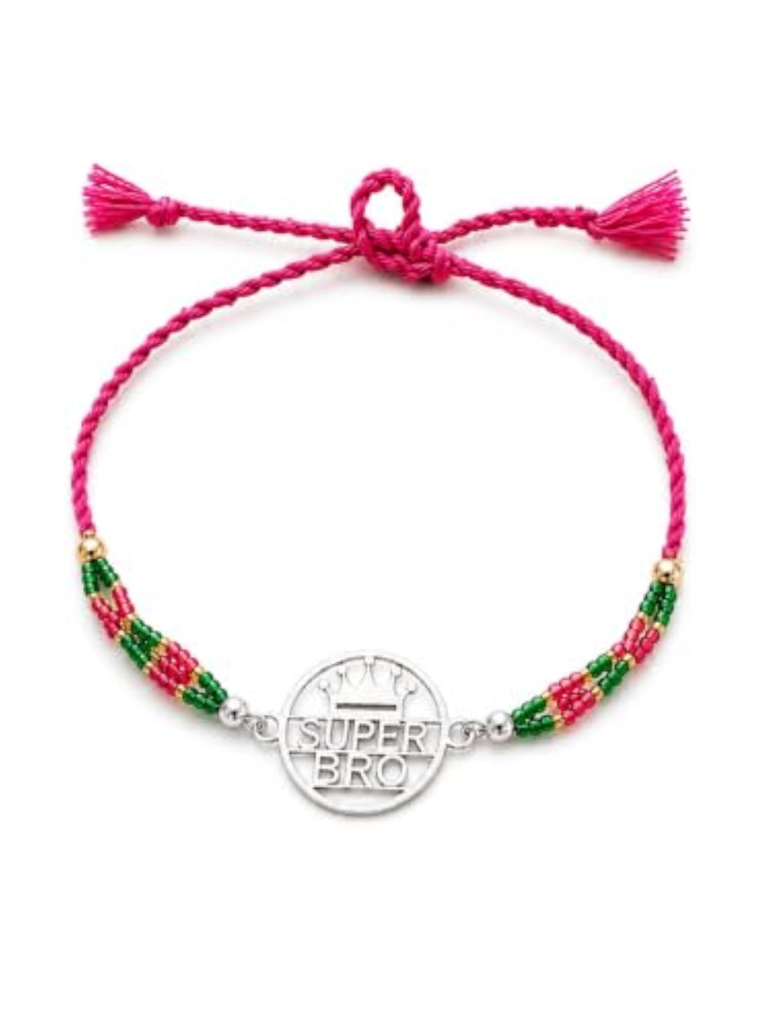 925 Sterling Silver Super Bro Rakhi Bracelet with Beads and Tassel