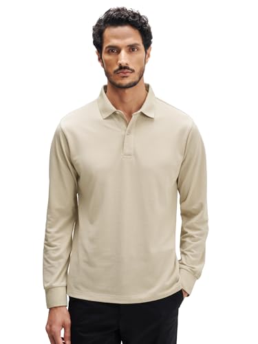 Image of XYXX Men's Solid Cotton Polo T-Shirt | Polo Neck Tshirts | Full Sleeves | Solid-Regular Fit