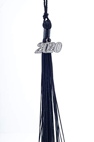 Signature Two-Colored Graduation Tassel (9-inch) with Silver Year Bling Charm (Black, 2020)