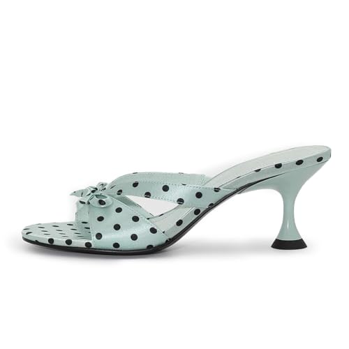 Image of QIV Leopard Kitten Heels Pointed Toe Mule Heels for Women Open Toe Kitten Heel for Party Dressy Wedding