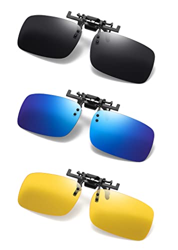 Image of Clip on Flip up Polarized Lens For Prescription Glasses UV Protection Sunglasses (Clear lenses not Polarized)