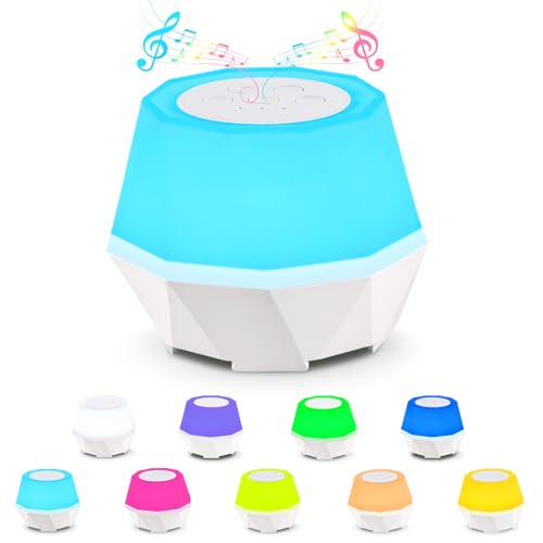 URAQT Máquina de Ruido Blanco Máquina de Sonido Portátil para Dormir para Bebé con 10 Tipos de Sonidos Relajantes, Luz Nocturna Ajustable,Temporizador, Ruido Blanco para Bebés, Niños y Adultos