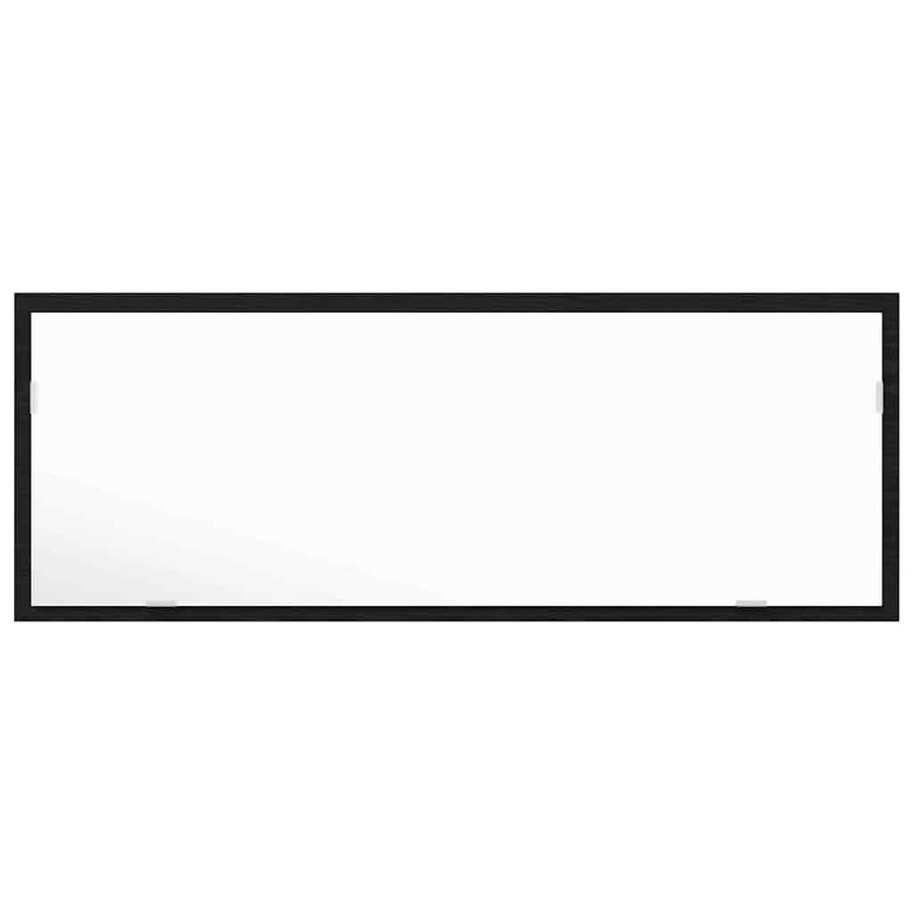 LED Badezimmerspiegel Schwarz Eichen-Optik, 100 x 8,5 x 37 cm, wandmontiert mit LED Streifen und USB 5 V, für Bad, Schminken und Rasur