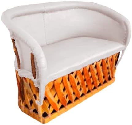 Love Seat Equipal Furniture Handmade By Equipales San Jose White Color Mexican Traditional Style Ideal for your home, house, garden, office, restaurant, hotel, bar, beach, living room, bedroom equipal