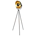 Kira Home Sulis 58" Modern Industrial Tripod LED Floor Lamp + 9W Bulb (Energy Efficient/Eco-Friendly), Leather Accent Legs, Satellite Style Shade, Black Finish