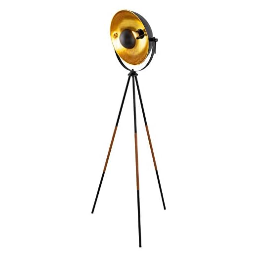Kira Home Sulis 58" Modern Industrial Tripod LED Floor Lamp + 9W Bulb (Energy Efficient/Eco-Friendly), Leather Accent Legs, Satellite Style Shade, Black Finish