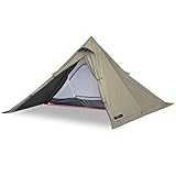 FIELDOOR アウトレット フォークテント 280 【T/C カーキ】 二又ポール ロープ ペグ 収納バッグ付 フルクローズ メッシュ スカート シェルター ティピーテント ソロ ツーリング キャンプ