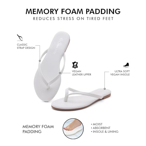 Image of Shoe Land Thong Flip Flops for Women, Memory Foam Flat Sandals, Lightweight Summer Slides, Non Slip Comfort Sandals for Beach, Travel and Everyday Wear