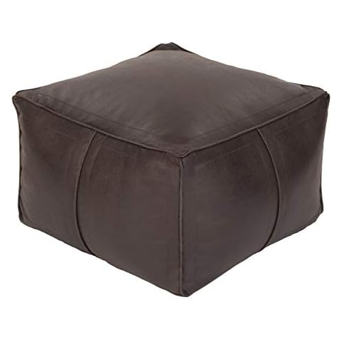 Loft 25 Bean Bag Chair Seat | Indoor Living Room BeanBag Footstool | Pouffe Faux Leather Footrest | Water Resistant | Durable and Comfortable (Chocolate) Cover