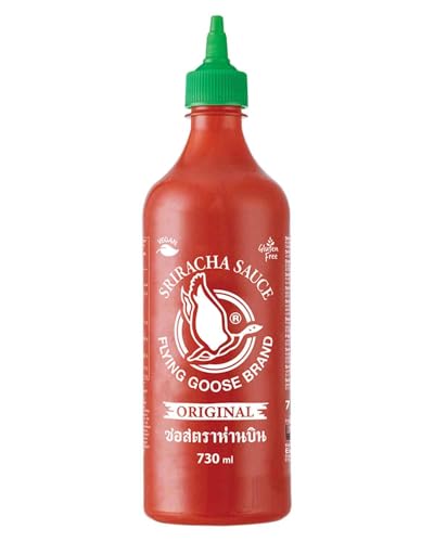 FLYING GOOSE Sriracha Chilisauce, das Original, scharf, grüne Kappe, scharfe Würzsauce aus Thailand, vegan, glutenfrei, 1 x 730 ml FLYING GOOSE Sriracha Chilisauce, das Original, scharf, grüne Kappe, scharfe Würzsauce aus Thailand, vegan, glutenfrei, 1 x 730 ml