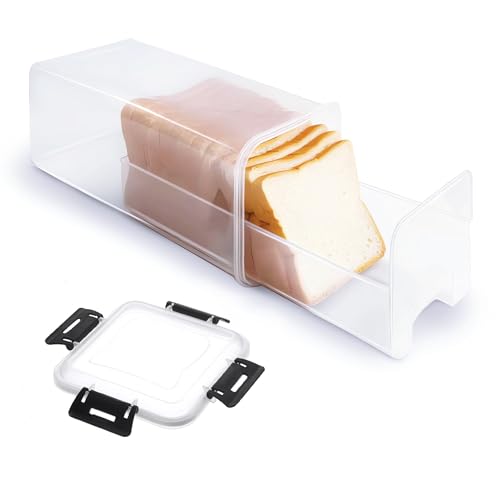 La Mejor Selección de Portatartas Top 5. 47 ZytaraX Hermética de Almacenamiento para Pan, Caja para Pan Recipiente con Bandeja, con Tapa de Cierre Seguro, Gran Capacidad, Sin Bpa, Se Aplica a Tostadas, Pan de Molde (Negro)