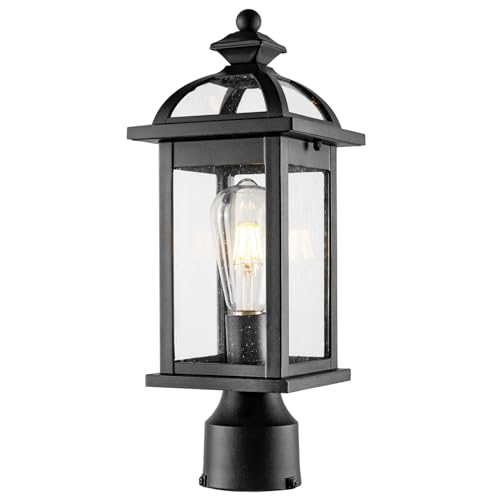 Darkaway Outdoor Post Lights Lamp Posts Outdoor Lighting, Waterproof Aluminum Post Lights Exterior Light Fixtures with Glass,Fence Pole Lights for Yard Patio Garage