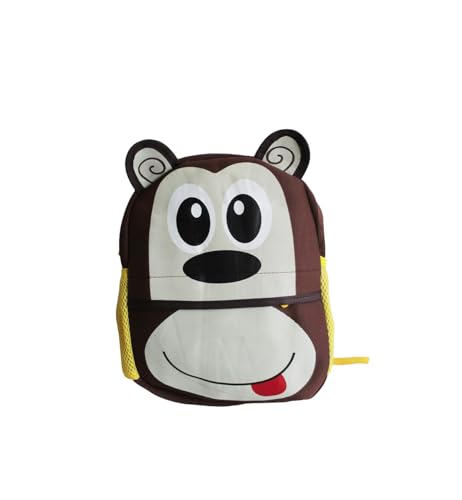 Mochilas Escolar Infantil Para Meninos e Meninas Em Neopreme Design Em 3D (Cor: Marrom-Macaco)